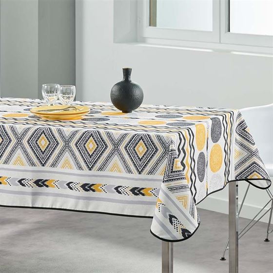 Tischdecke rechteck 200x148 cm gelbe Raute | Französische Tischdecken
