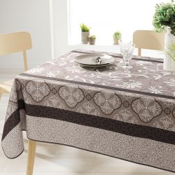 Rectangle 200 nappes 100% polyester, hydratante. Taupe avec ornements