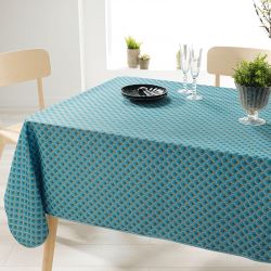 Rectangle 200 tablecloth 100% polyester, moisture repellent. Blue with arches