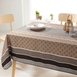 Rectangle 200 tablecloth 100% polyester, moisture repellent. Taupe with arches