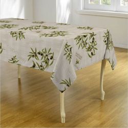 Ecru Tischdecke mit Oliven und Blättern 200 X 148 Französisch Tischdecken