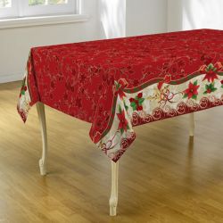 Tischdecke rot Weihnachten 300 X 148 | Französische Tischdecken