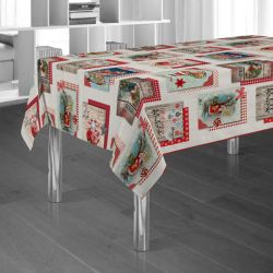 Tablecloth beige Santa Claus Christmas 300 X 148 French Tablecloths