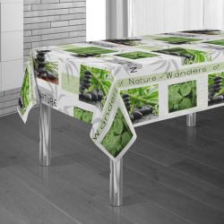 Tischdecke grün Steinmann und Bambus 300 X 148 französische Tischdecken