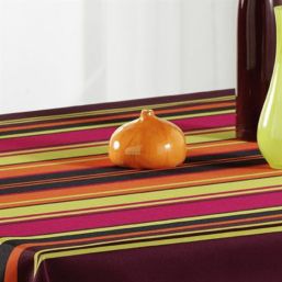 Antivlek tafelkleed met horizontaal strepen in bruin en oranje