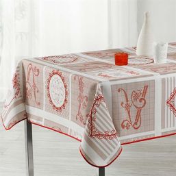 Tischdecke Fleckschutz weiß, beige | Franse Tafelkleden