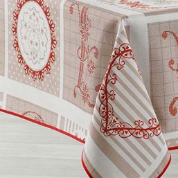 Tischdecke Fleckschutz weiß, beige | Franse Tafelkleden