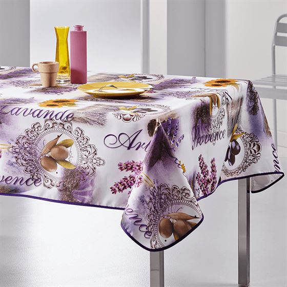 Tablecloth anti-stain lavender, olives and sunflowers