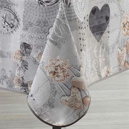 Tablecloth anti-stain gray with butterflies | Franse Tafelkleden