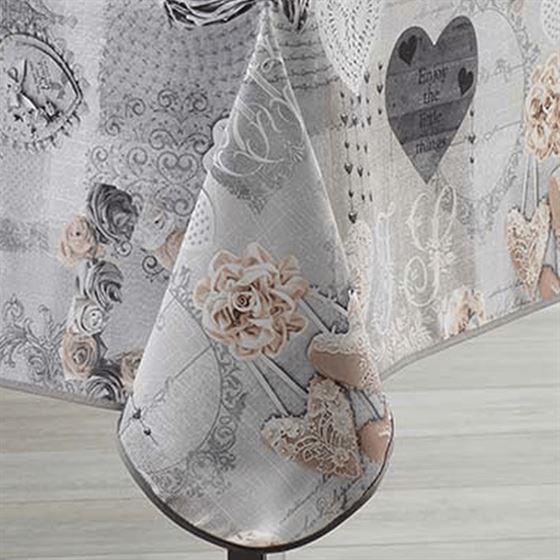 Tafelkleed anti-vlek grijs met vlinders | Franse Tafelkleden