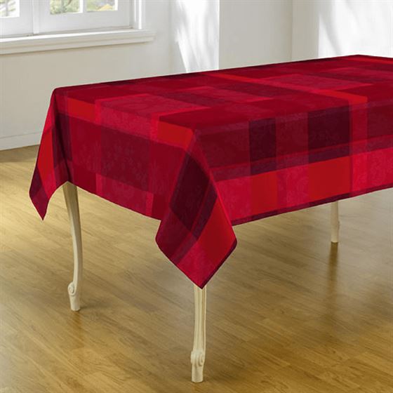 Tablecloth anti-stain red diamond with embossed ornaments