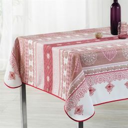Nappe de table anti-tache rouge blanc au crochet | Franse Tafelkleden
