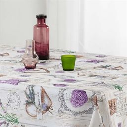 Tablecloth anti-stain wood print beige | Franse Tafelkleden