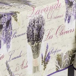 Tafelkleed anti-vlek beige met lavendel | Franse Tafelkleden