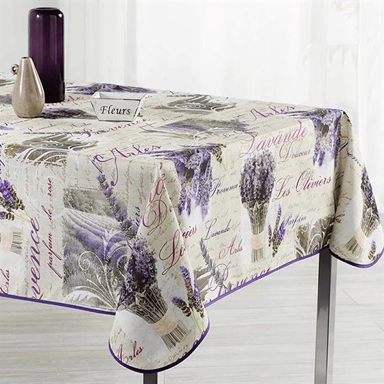 Tafelkleed anti-vlek beige met lavendel Provence