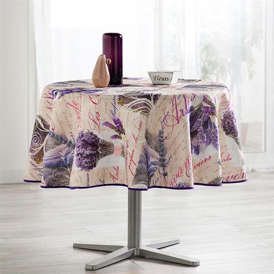 Tischdecke Anti-Fleck beige mit Lavendel | Franse Tafelkleden