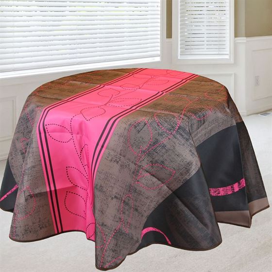 Tablecloth anti-stain rouge strips with leaves
