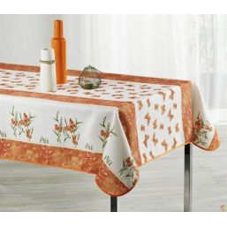 Tischdecke Anti-Fleck Orange mit Schmetterling | Franse Tafelkleden