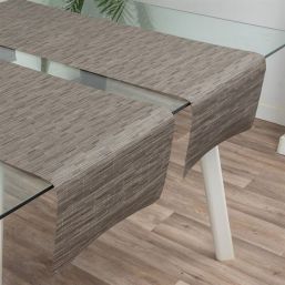 Chemin de table aspect bambou marron, vinyle anti-tache lavable. Au format 135 x 40 cm | Franse Tafelkleden