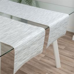 Chemin de table gris aspect bambou, vinyle antitache lavable. Au format 135 x 40 cm | Franse Tafelkleden