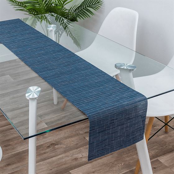 Tischläufer Bambus-Optik blau 180 x 35 cm