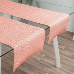 Table runner rouge with mosaic, anti-stain vinyl washable. In the size 135 x 40 cm | Franse Tafelkleden