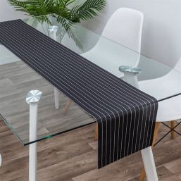Chemin de table noir avec bande blanche 180 x 35 cm
