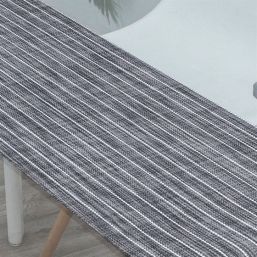 Chemin de table en vinyle anthracite avec bordure blanche | Franse Tafelkleden