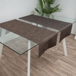 Chemin de table vinyle tressé marron 135 x 40 cm
