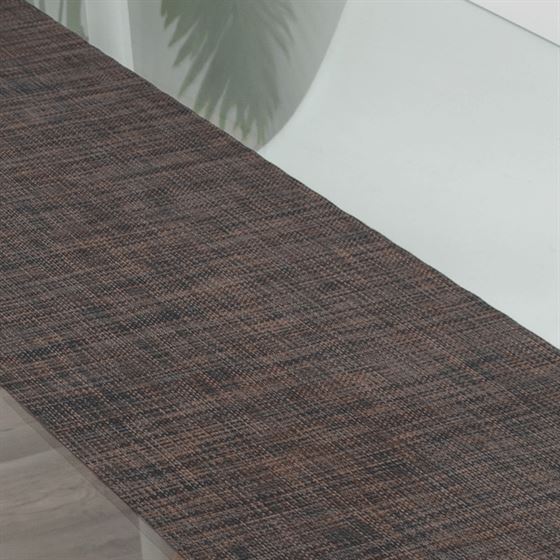Table runner brown mottled, anti-stain woven vinyl washable and water-repellent | French Tablecloths