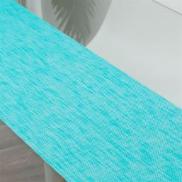 Table runner turquoise mottled, anti-stain woven vinyl washable and water-repellent | French Tablecloths