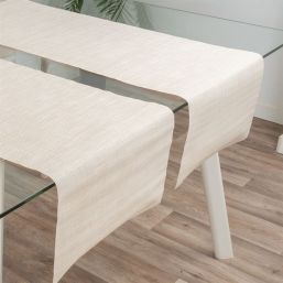 Table runner anti-stain vinyl beige mixed, size 135 x 40 cm | Franse Tafelkleden