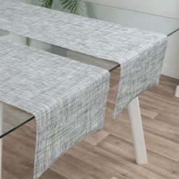 Table runner anti-stain vinyl gray melange, size 135 x 40 cm | Franse Tafelkleden