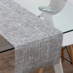 Chemin de table gris tissé, vinyle antitache lavable. Au format 135 x 40 cm | Franse Tafelkleden