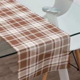 Chemin de table à carreaux marron, beige en vinyle antitache lavable.
Au format 180 x 35 cm | Franse Tafelkleden