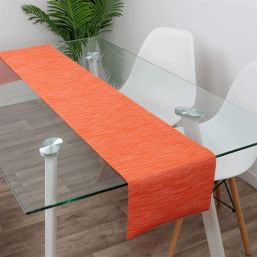 Chemin de table vinyle orange tissé 180 x 35 cm