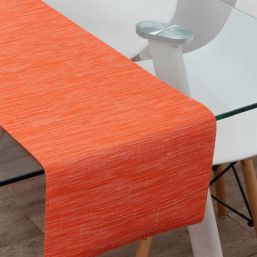 Chemin de table en vinyle antitache orange lavable.
Au format 135 x 40 cm | Franse Tafelkleden