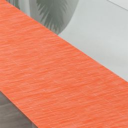 Water-repellent table runner made of woven vinyl. Orange, non-slip and washable | French Tablecloths