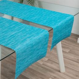 Table runner anti-stain vinyl blue, size 135 x 35 cm | Franse Tafelkleden