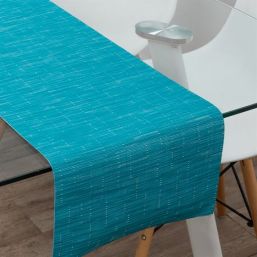 Chemin de table vinyle antitache bleu, dim. 180 x 40 cm | Franse Tafelkleden