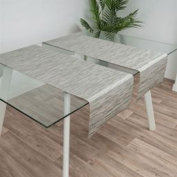 Table runner anti-stain vinyl gray bamboo look, in the 40aten 135 x 35 cm | Franse Tafelkleden