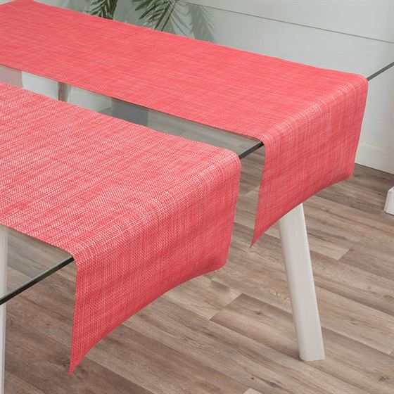 Tafelloper anti-vlek van geweven vinyl rouge
anti slip en afwasbaar | Franse Tafelkleden