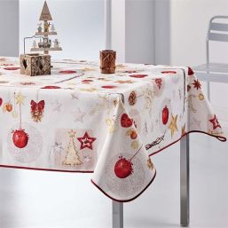 Nappe de table anti-tache Noël beige | Franse Tafelkleden