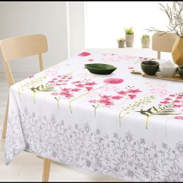 Tischdecke Anti-Fleck rosa Blumenfest | Franse Tafelkleden