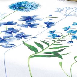 Tablecloth anti-stain blue flower festival | Franse Tafelkleden
