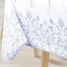 Tablecloth anti-stain blue flower festival | Franse Tafelkleden