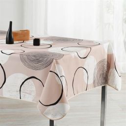 Nappe de table anti-tache beige avec cercles | Franse Tafelkleden