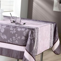 Tablecloth anti-stain lilac with flowers | Franse Tafelkleden