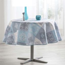 Tablecloth anti-stain blue with mosaic | Franse Tafelkleden