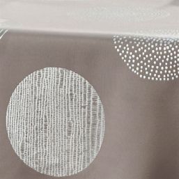 Tafelkleed anti-vlek taupe met zilveren cirkels | Franse Tafelkleden